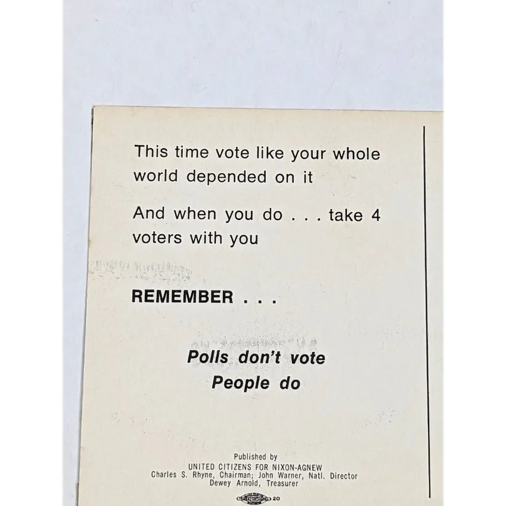 Vintage‎ Postcard Richard Nixon & Agnew 1972 Political Advertising Playing Piano